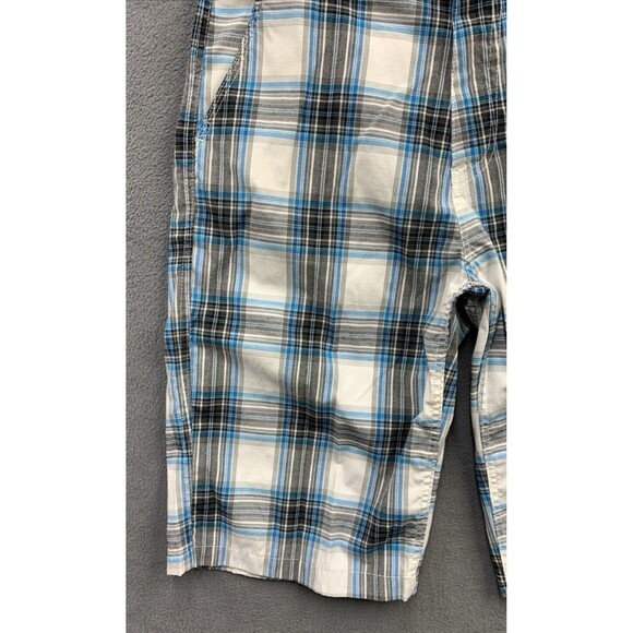 Southpole Bermuda Shorts Mens Size 34X13 Blue Black White Checked Slash Pockets - Picture 9 of 15